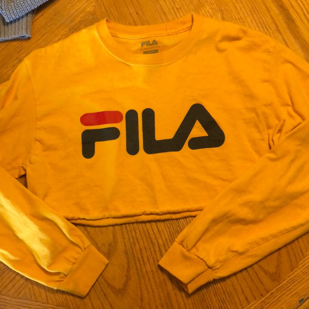 Yellow Fila crop top